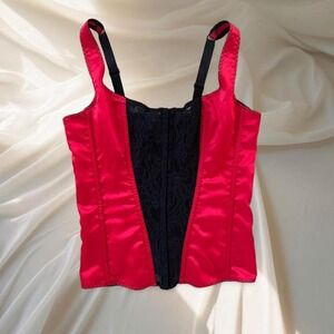 Red and black corset top